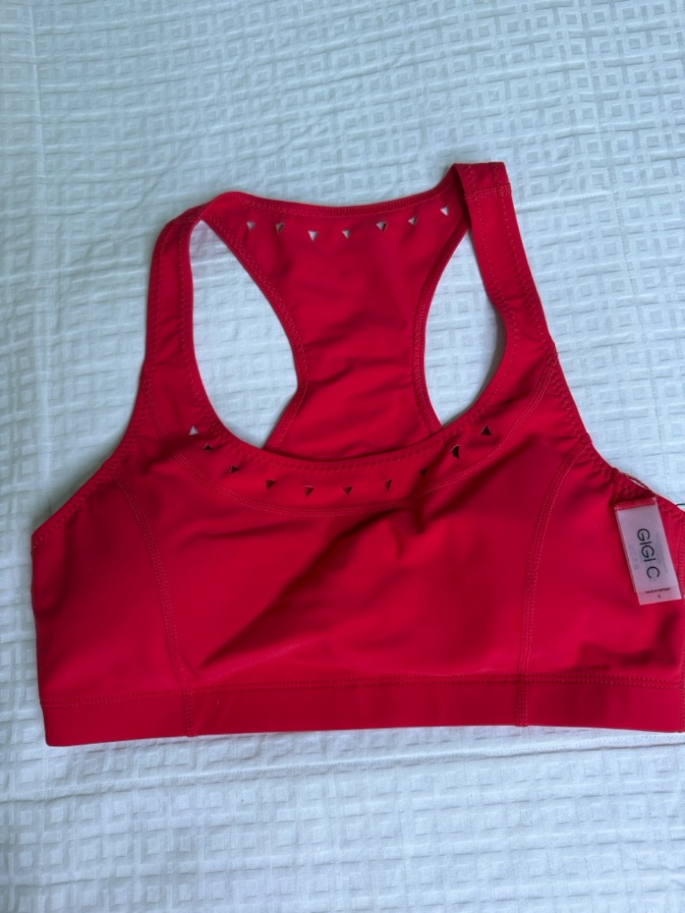 GIGI C Bright Red Racerback Sports Bra with Stud Detailing